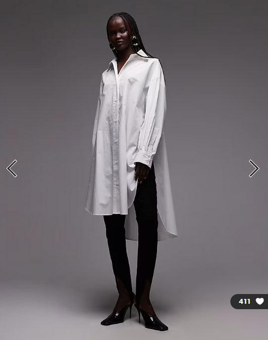 ASOS DESIGN wide cuffs longline oversized shirt in white