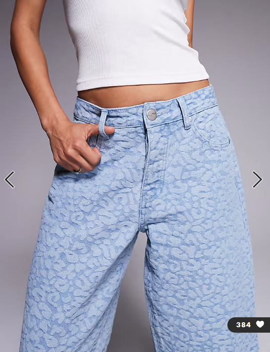 Liquor N Poker leopard print denim jorts in jacquard blue wash