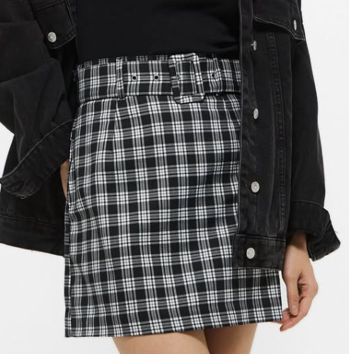 H&M - Checked Belted Skirt