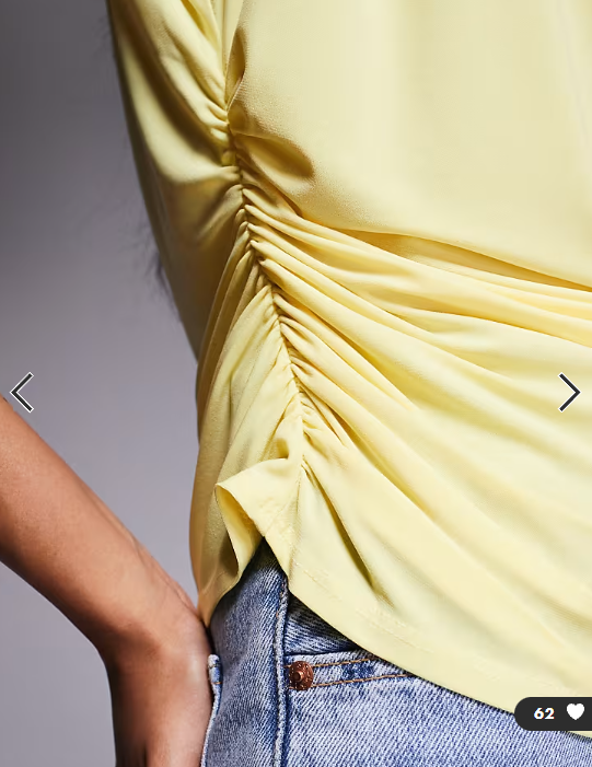 ASOS DESIGN twist shoulder drape top in yellow