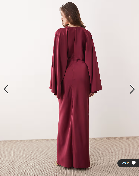 ASOS DESIGN textured satin batwing bias waisted maxi dress in raspberry