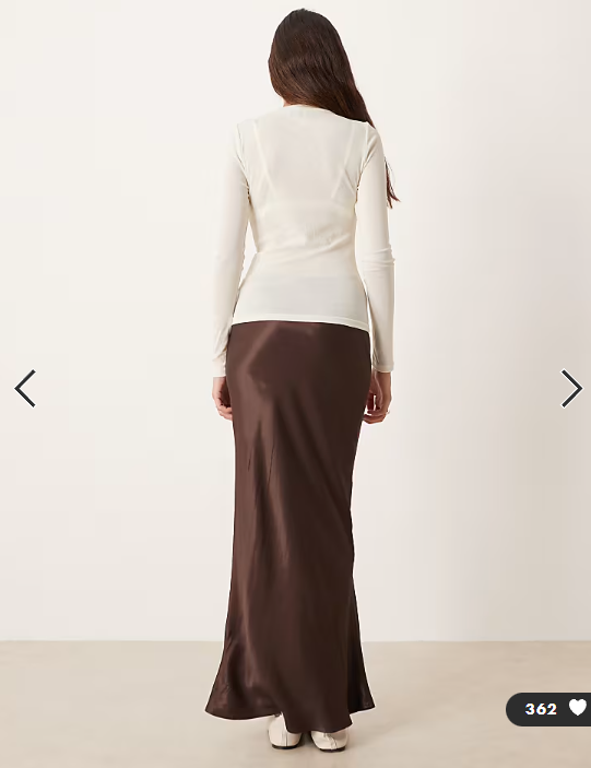 ASOS DESIGN satin bias maxi skirt in chocolate