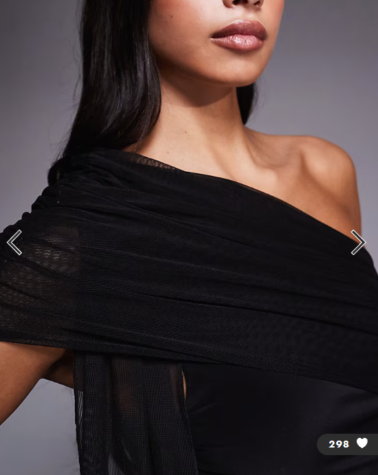 Kaiia exclusive double layered slinky mesh one shoulder drape detail maxi dress in black