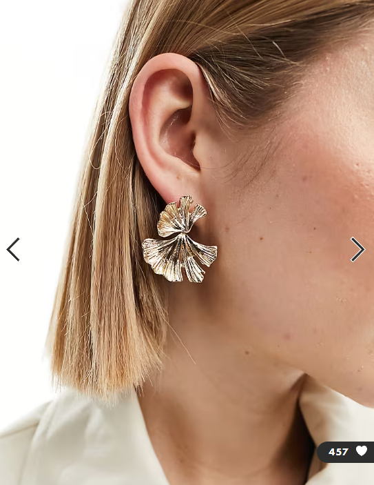 ASOS DESIGN drop earrings with textured leaf design in gold tone