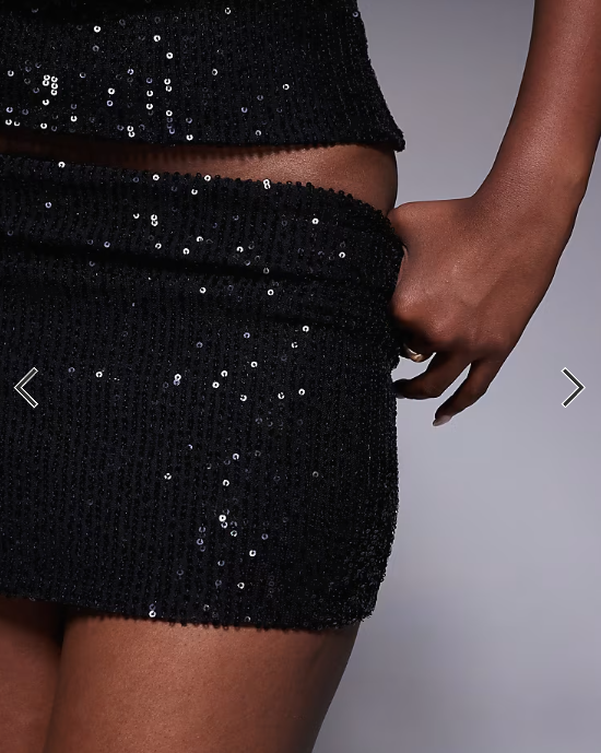 Fashionkilla exclusive sequin micro mini skirt co-ord in black