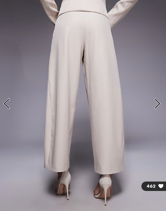 ASOS LUXE co-ord tailored straight leg trouser in neutral