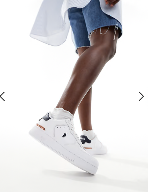 Polo Ralph Lauren masters court leather trainer with logo in white