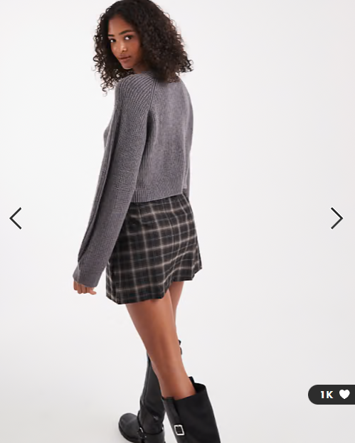 Brave Soul cropped knitted crew neck jumper in charcoal