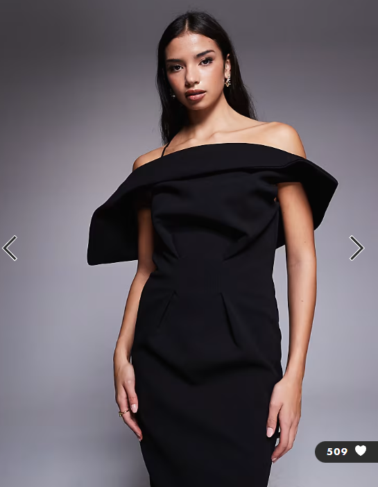 ASOS DESIGN peal back pencil midi dress in black
