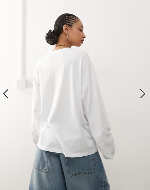 Weekday oversized boxy fit long sleeve t-shirt in white