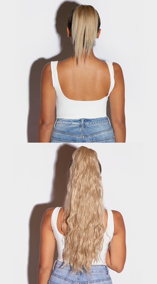 LullaBellz Grande Lengths 26" Textured Wave Wraparound Pony California Blonde