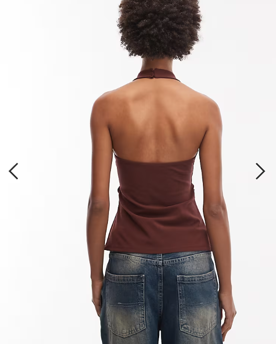 ASOS DESIGN co-ord clean halter top in brown
