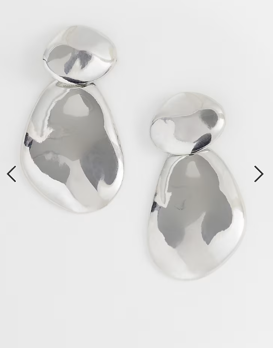 DesignB London statement molten drop earrings in silver