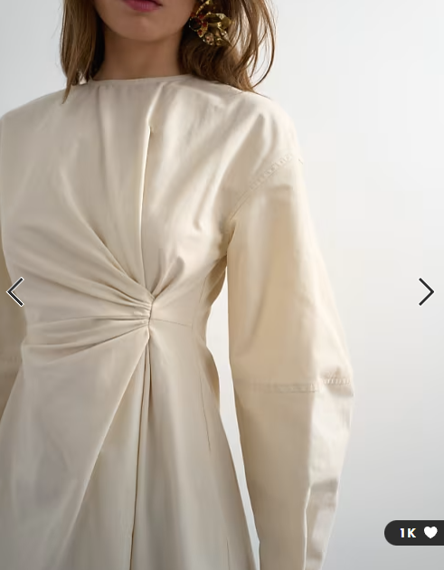 Topshop knot detail midi dress with asymmetric hem in off white