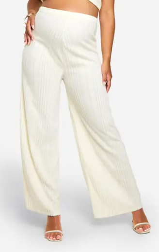 boohoo Emily Shak Maternity Soft Rib Wide Leg Trouser