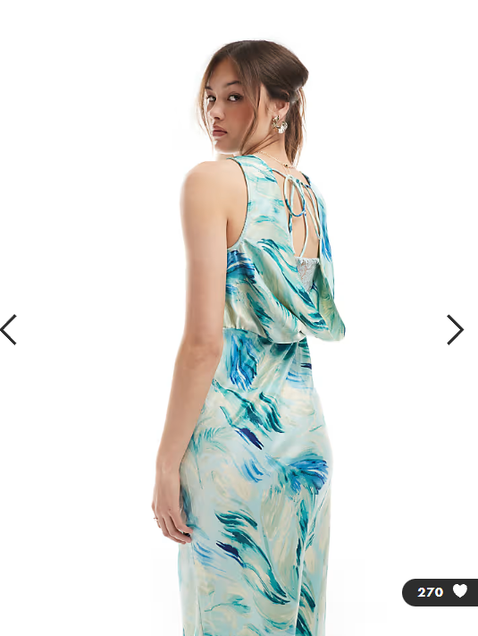 Vero Moda v-neck open back maxi dress in abstract blue print