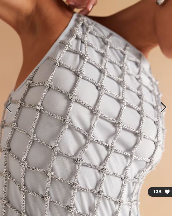 ASOS DESIGN macrame slash neck maxi dress in silver