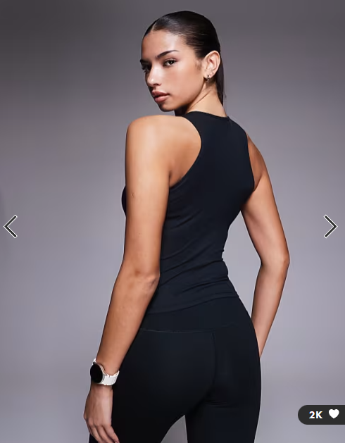 4505 plush lightweight ribbed racer vest with inner bra and removeable padding in black