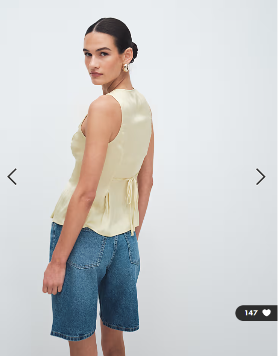 New Look satin lace top in yellow
