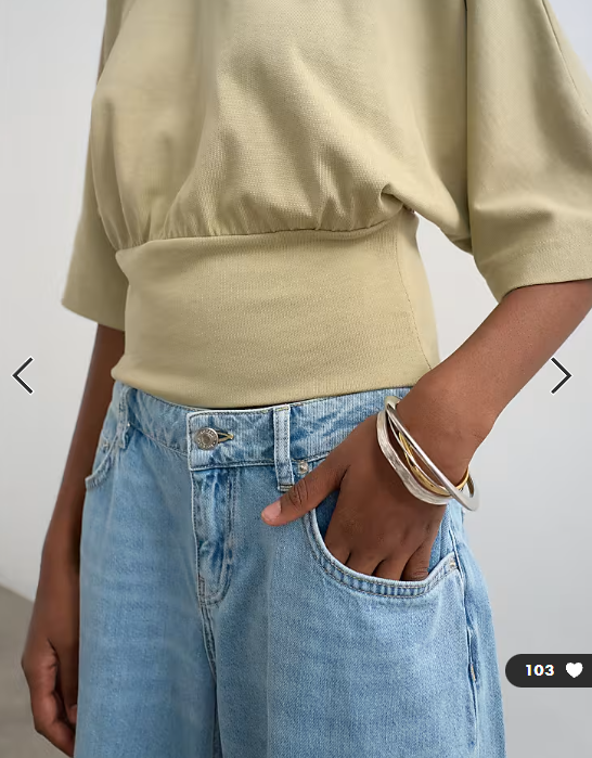 Topshop ruched cinch waist long sleeve top in light khaki