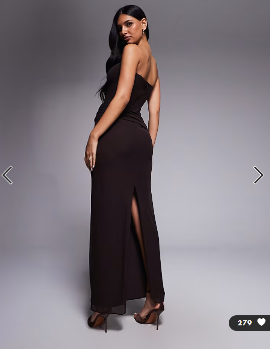 Forever New bandeau draped detail maxi dress in chocolate brown