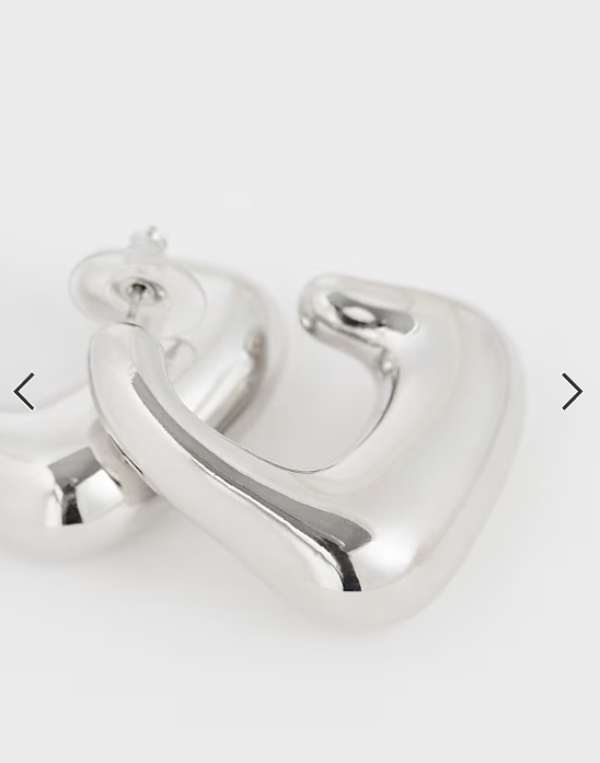 DesignB London chunky irregular hoop earrings in silver