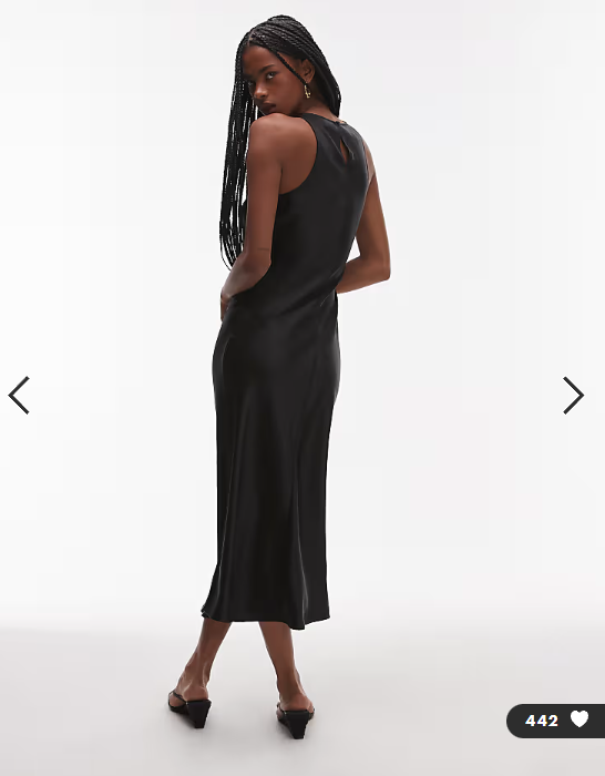 & Other Stories bias cut satin midi dress in black