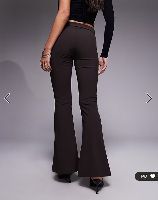 Monki bengaline flared tailored trousers in chocolate brown