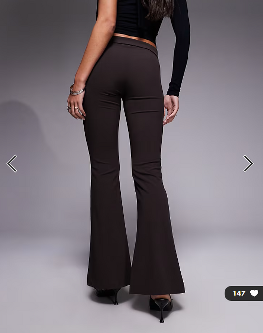 Monki bengaline flared tailored trousers in chocolate brown