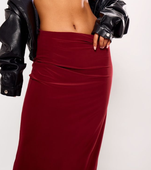 Red Column Maxi Skirt