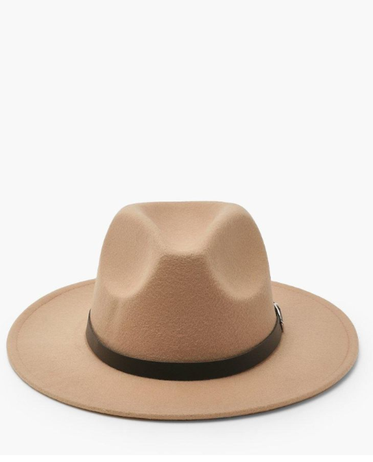 Basic Buckle Detail Fedora - tan