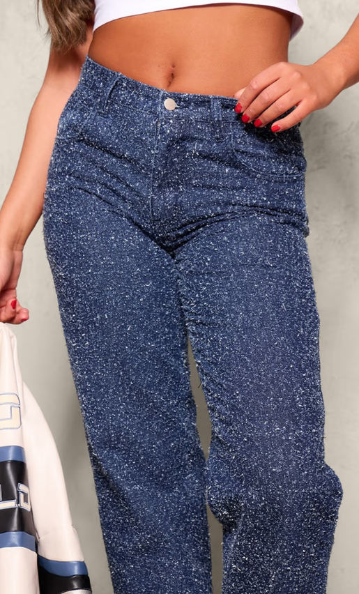 Out of stock Prettylittlething Indigo Bobble Denim High Waist Wide Leg Jean