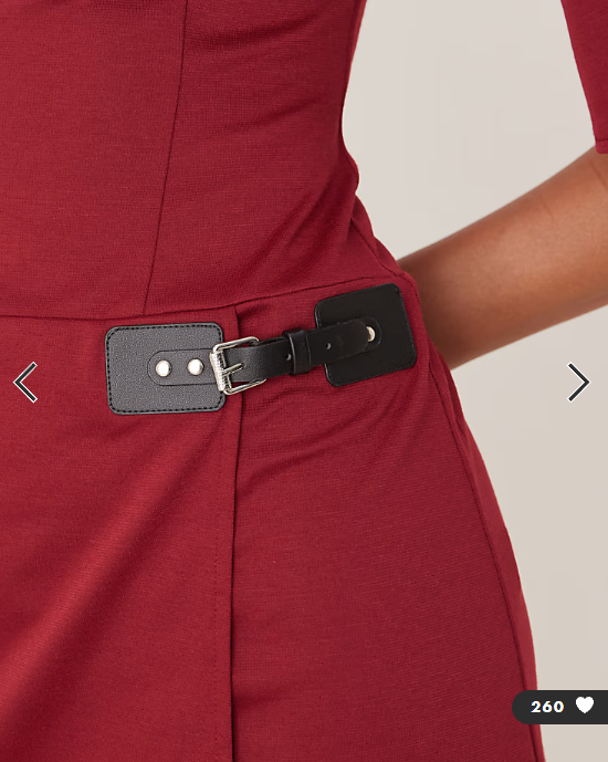 ASOS DESIGN wide short sleeve mini dress with side buckle in wine