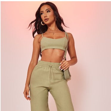PETITE SAGE PEACH SKIN CROP TOP