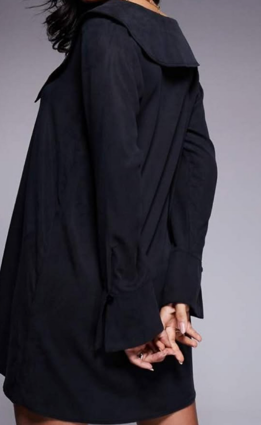 Asos - Miss Selfridge - Wide collared shirt dress in black