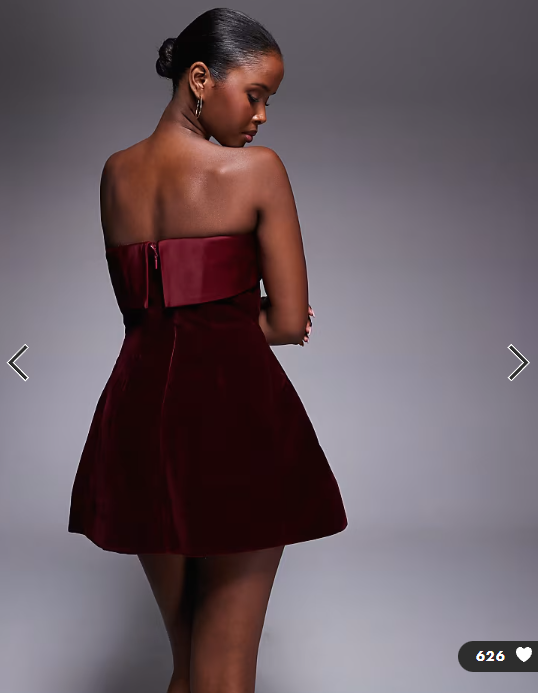 Murci exclusive satin trim velvet mini dress in burgundy