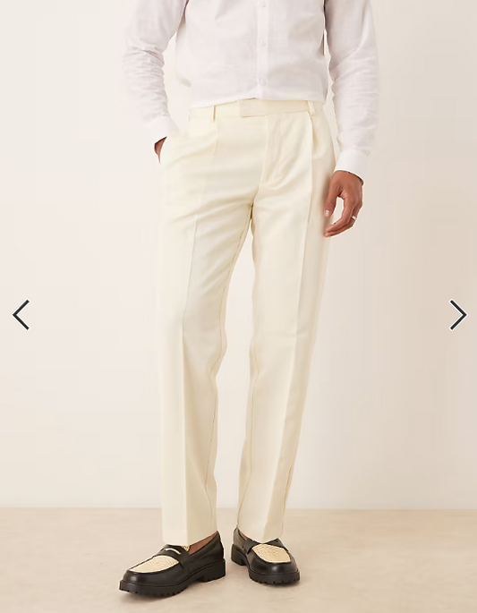 ASOS DESIGN straight leg smart trousers in buttermilk yellow