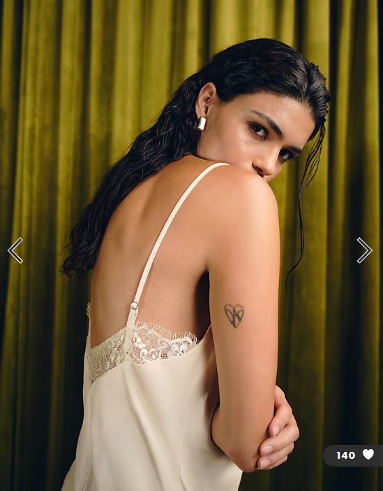 ASOS DESIGN satin plunge cami top in ecru