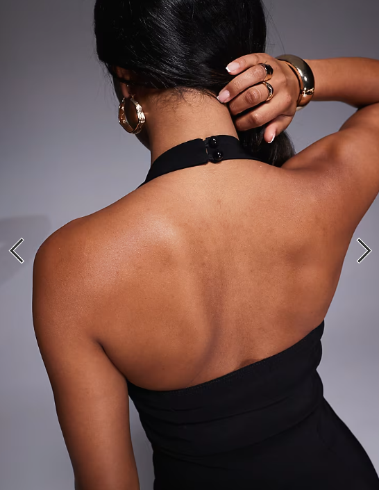 Missyempire bengaline bodycon halterneck mini dress in black