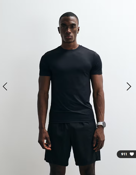4505 Icon active quick dry muscle fit base layer training t-shirt in black.