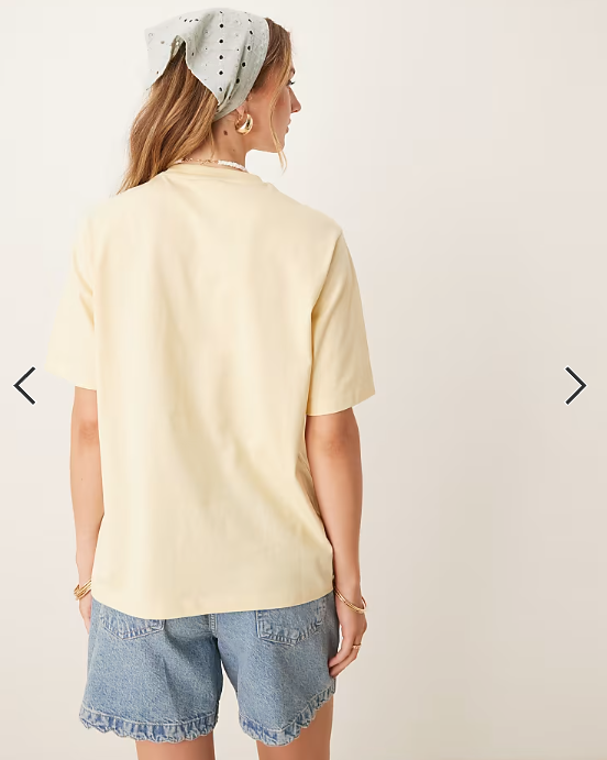 ASOS DESIGN denim short with scallop edge detail in mid blue