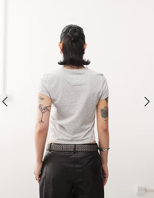COLLUSION baby tee in grey marl