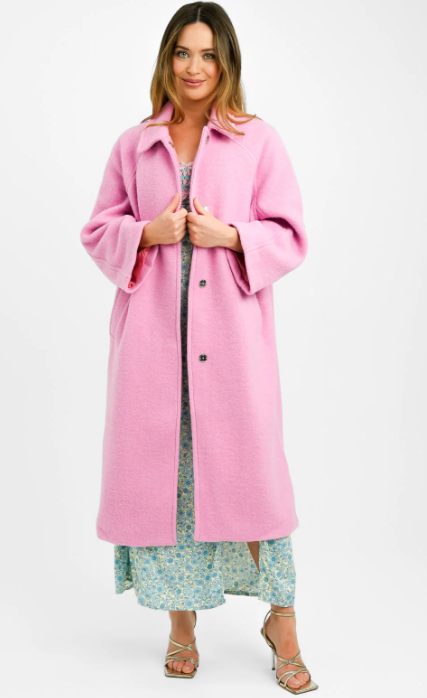 ASOS DESIGN Petite Oversized Boyfriend Coat In Pink