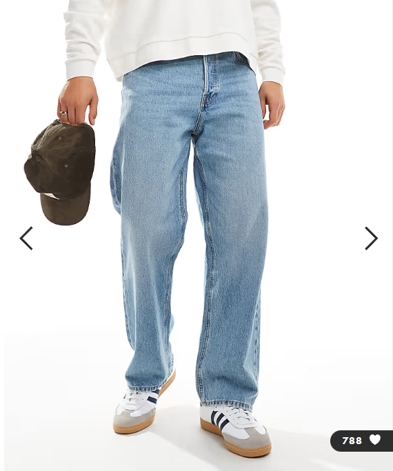 Jack & Jones Alex baggy jeans in mid blue vintage wash