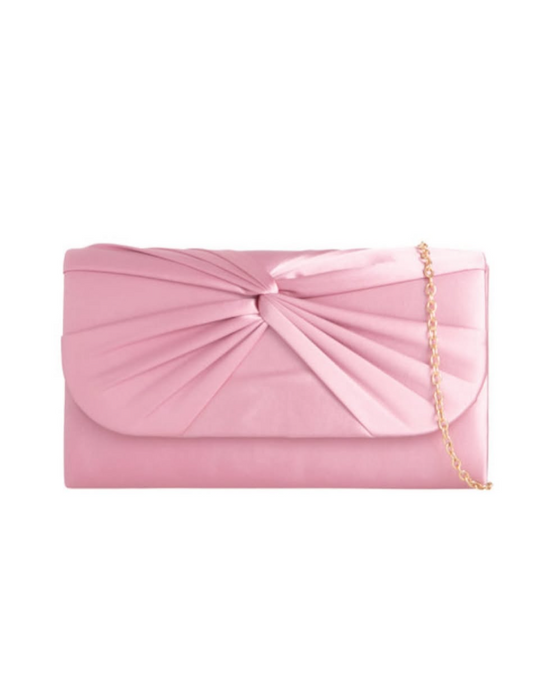 Koko H2806 Knot Front Satin Clutch Bag- Blush