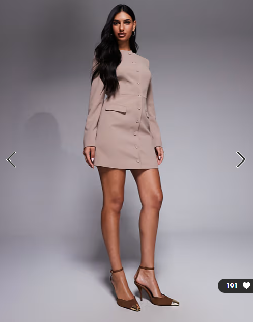 Forever New tailored long sleeve placket detail mini dress in brown