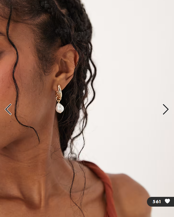 ASOS DESIGN huggie hoop earrings with faux freshwater pearl drop in gold tone