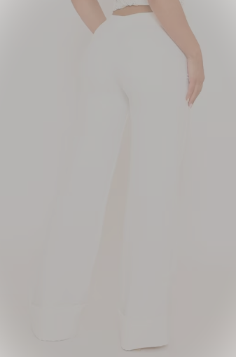 Ego - Dipped Waist Fold Over Hem Wide Leg Trousers In White