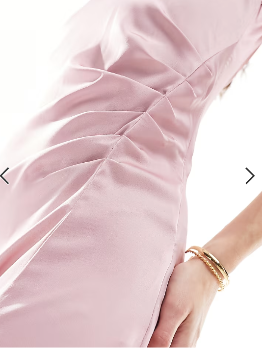 Vila Bridesmaid satin ruched side maxi dress in light pink