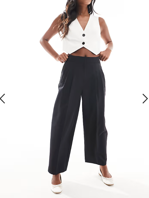 ASOS DESIGN Petite tailored barrel trousers in black
